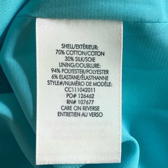 Alice + Olivia Shondra cotton silk blend blouse in aqua sz xs - Picture 8 of 10